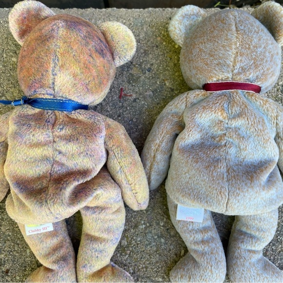 TY Clubby III and Signature 1999 Beanie Baby Plush Teddy Bear Set Cream Tan - Picture 5 of 5